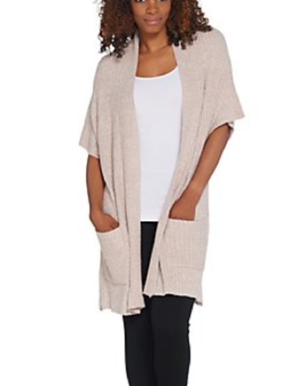 BAREFOOT DREAMS COZY CHIC LITE RIBBED KIMONO CARDIGAN BLUSH WOMENS MEDIUM